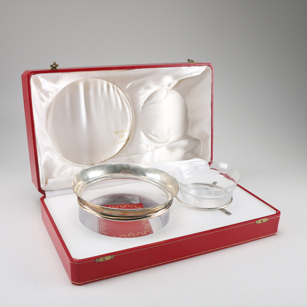 Cartier Sterling and Crystal Caviar Set