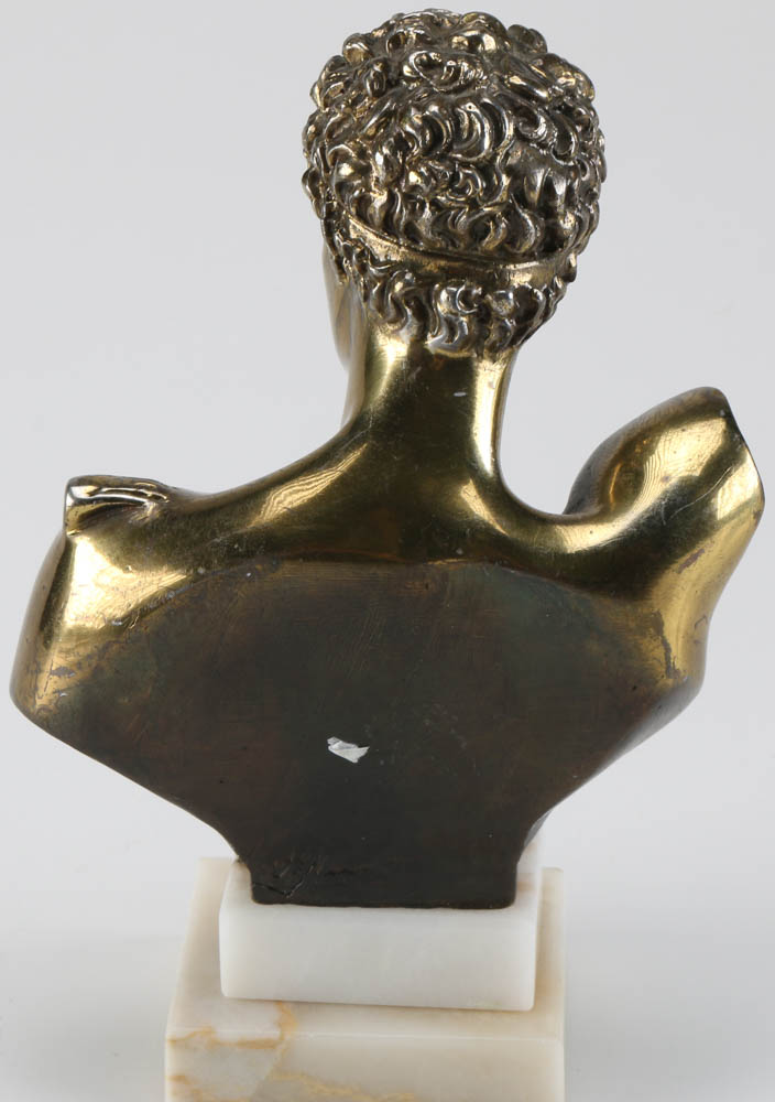 Greek God Hermes Signed Brass Bust