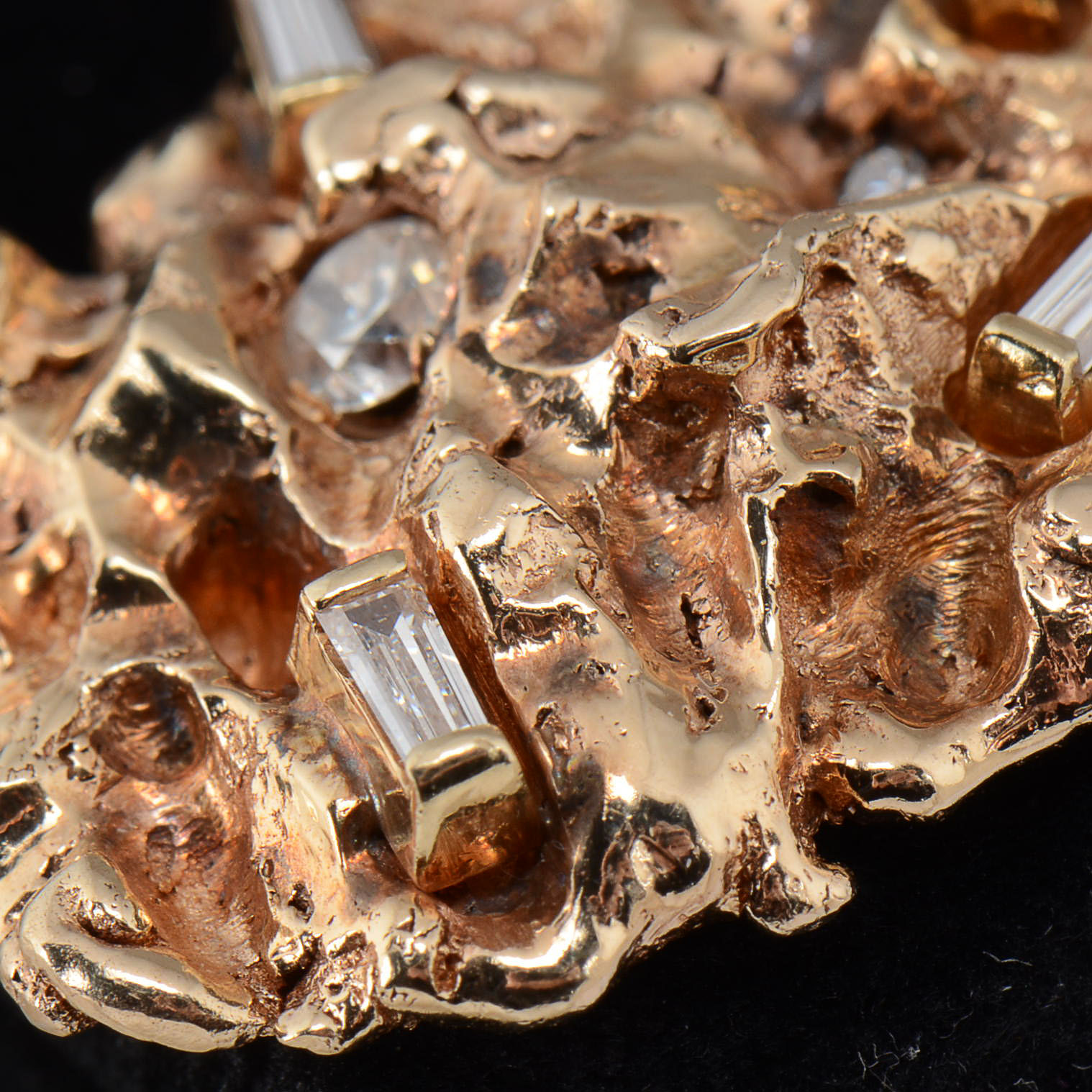 14K Gold Nugget Diamond Pendant