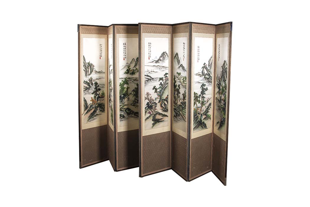 Large Korean Embroidered Silk Folding Room Screen