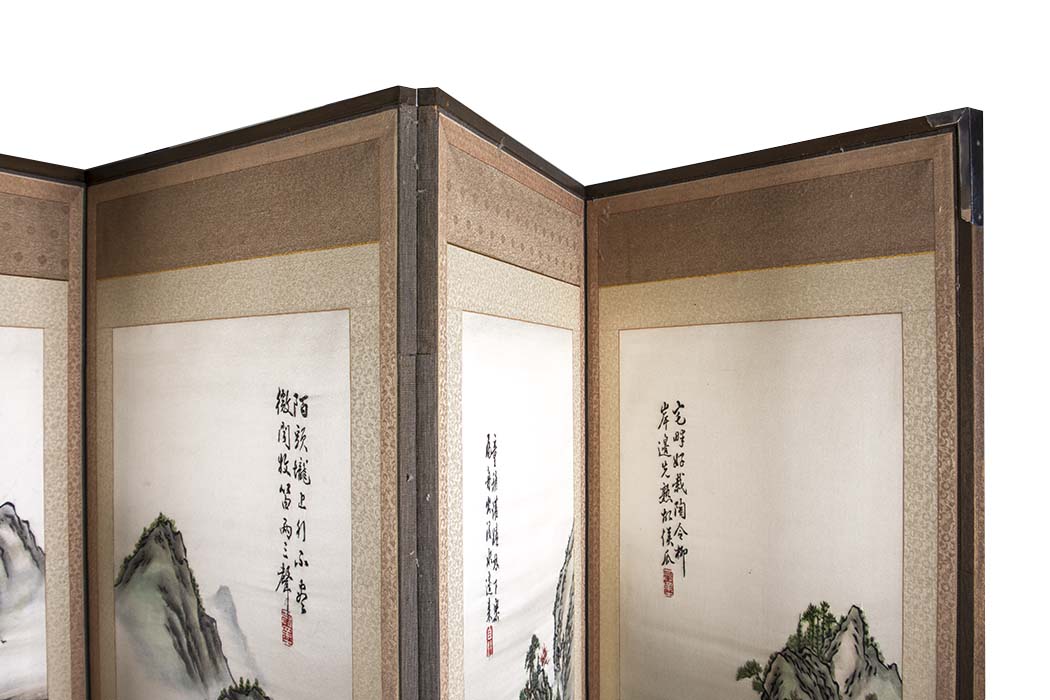 Large Korean Embroidered Silk Folding Room Screen