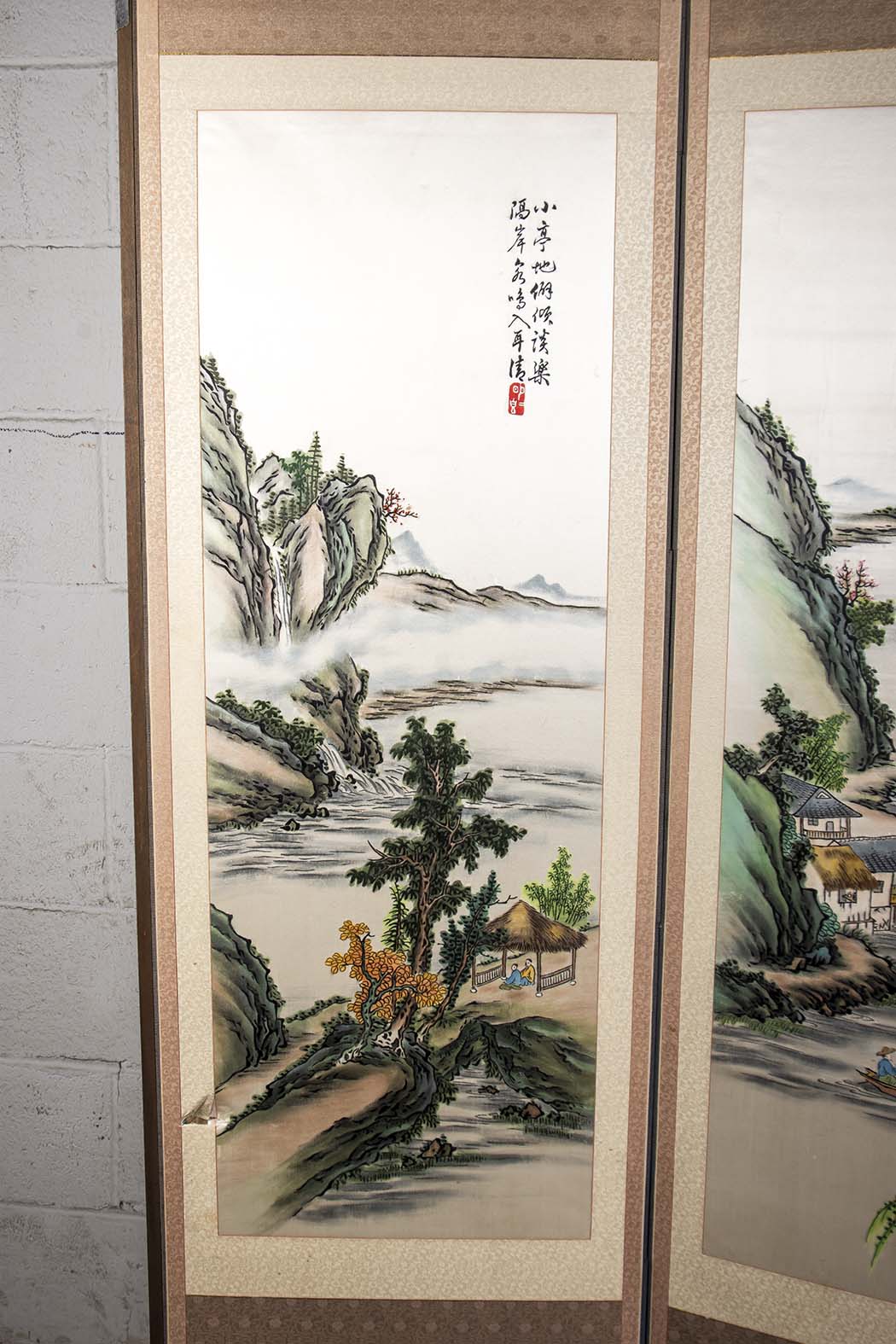 Large Korean Embroidered Silk Folding Room Screen
