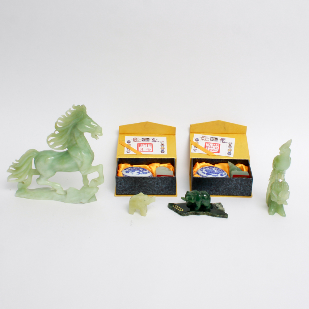 Serpentine Jade Figurines and Chinese Seals