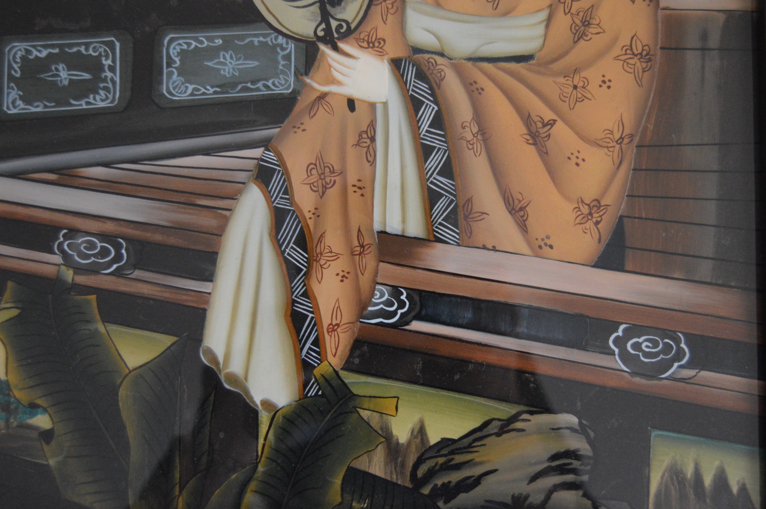 Vintage Chinese Export Églomisé  Painting on Glass