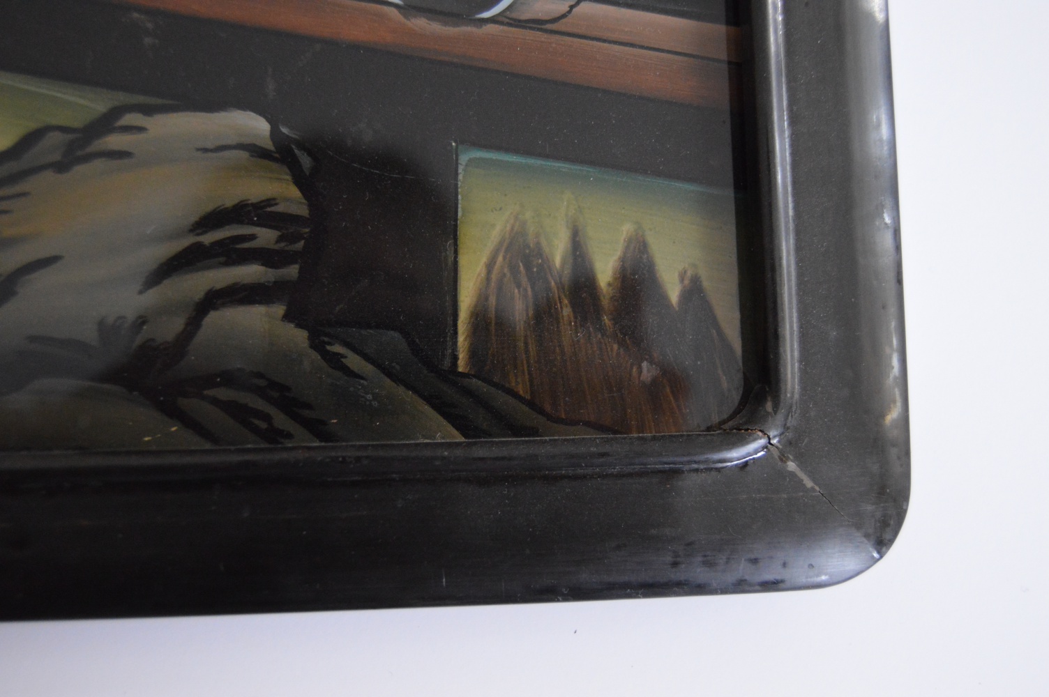 Vintage Chinese Export Églomisé  Painting on Glass