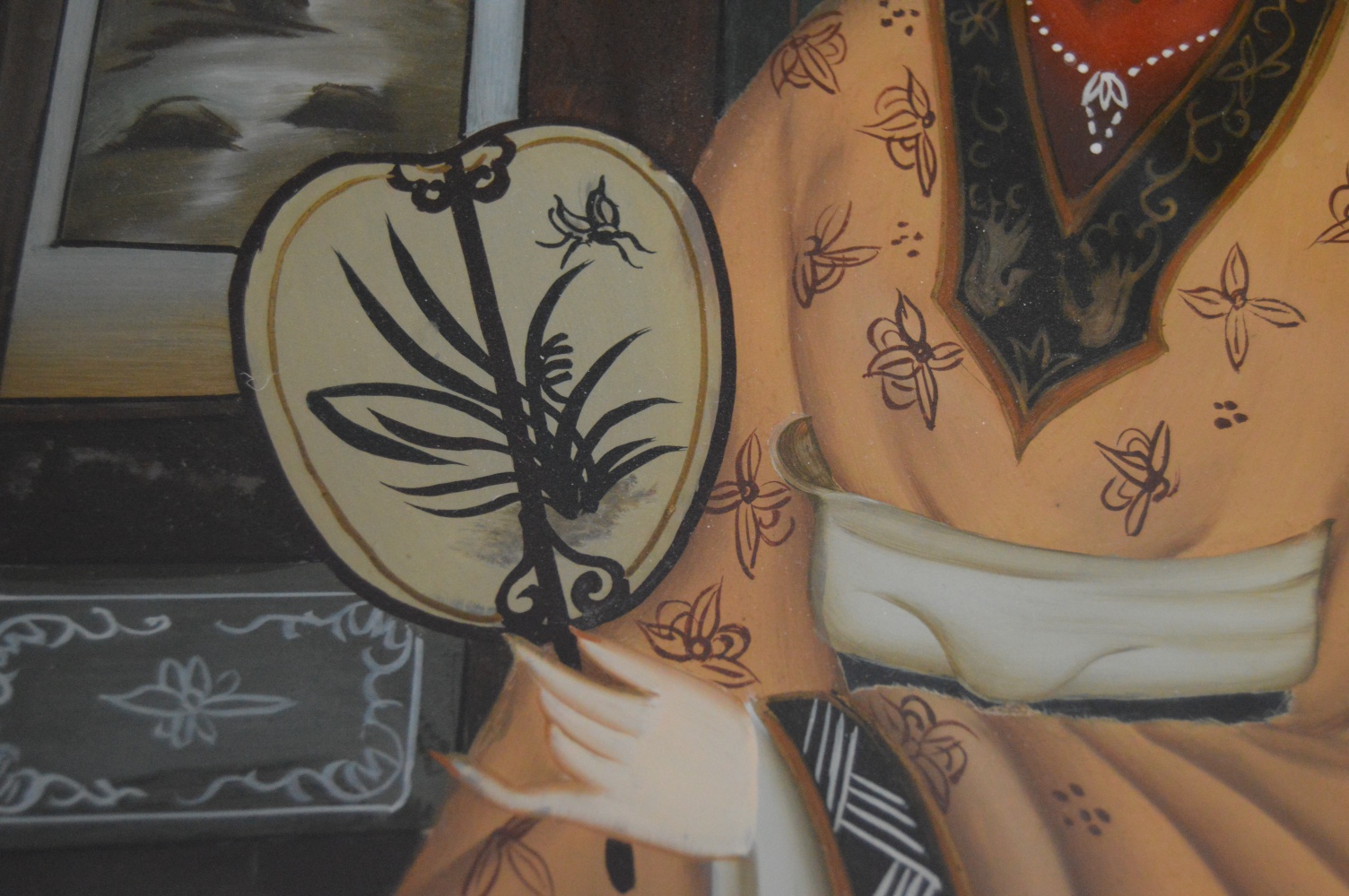 Vintage Chinese Export Églomisé  Painting on Glass