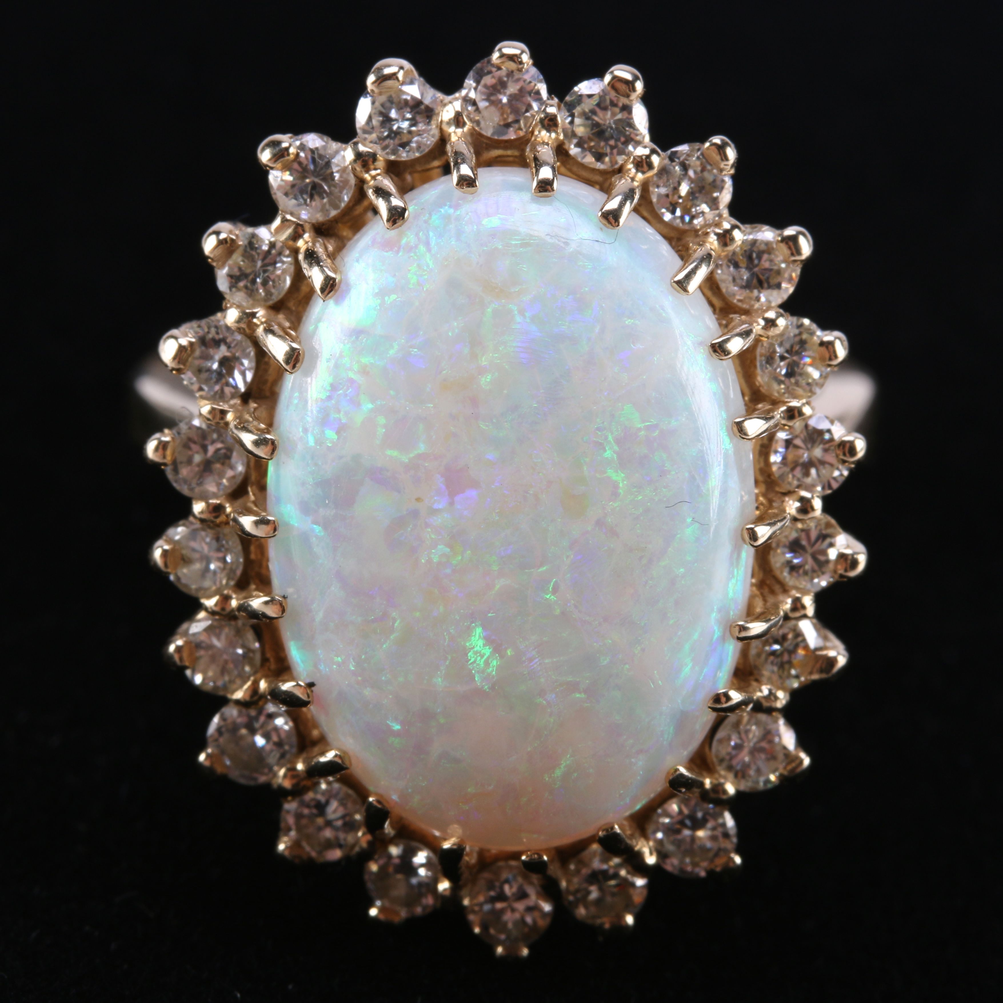 Opal and Diamond 14K Gold Cocktail Ring