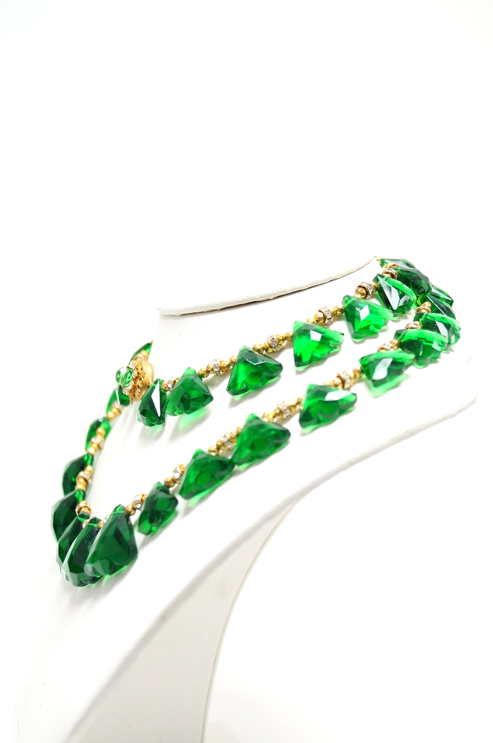 Vintage Miriam Haskell Green Glass Necklace