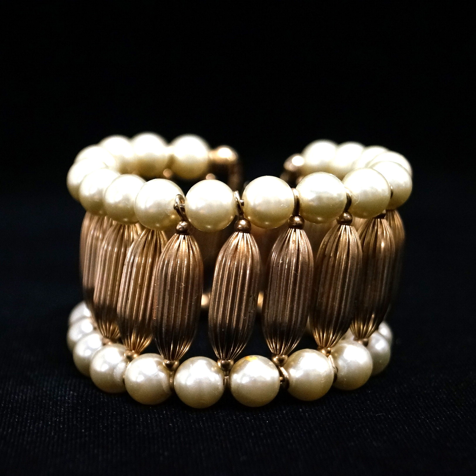 Gold Tone and Faux Pearl Bracelet