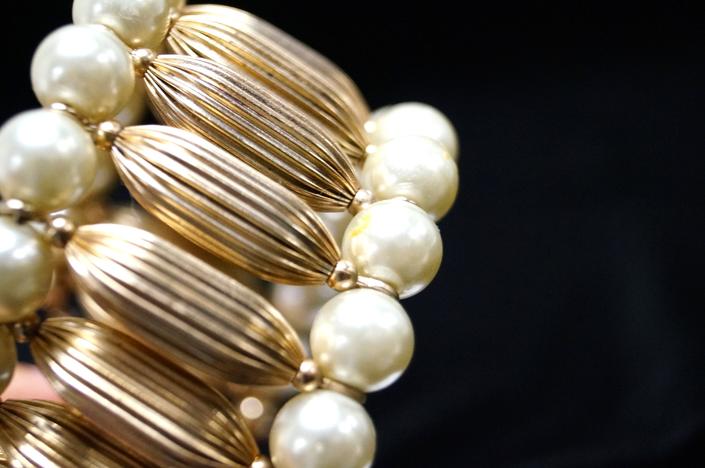 Gold Tone and Faux Pearl Bracelet