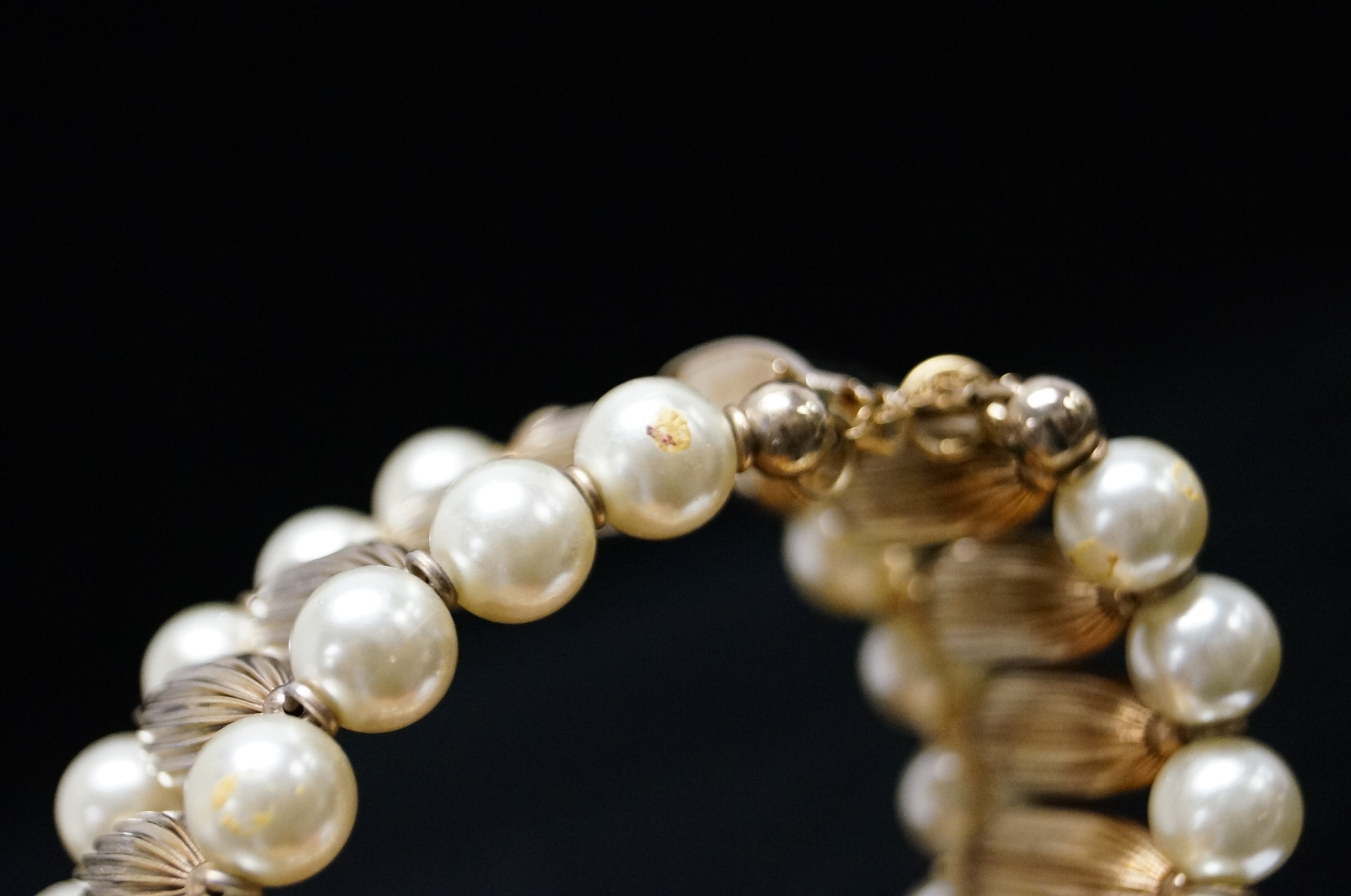 Gold Tone and Faux Pearl Bracelet
