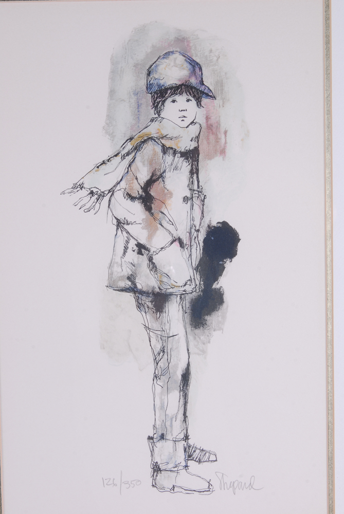 R. Shepard Signed Numbered "Against the Wind" Lithograph