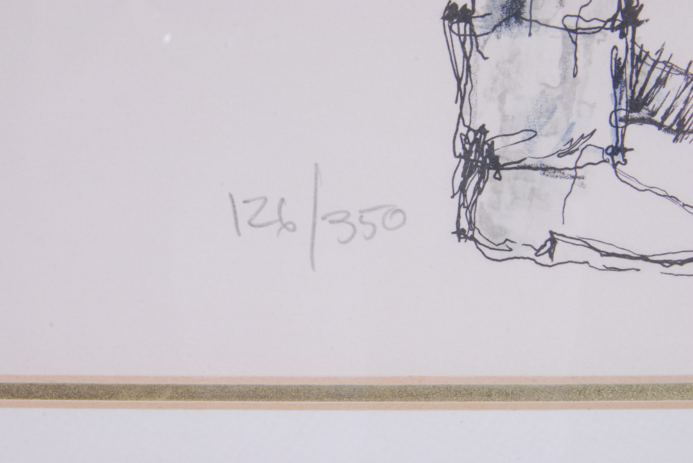 R. Shepard Signed Numbered "Against the Wind" Lithograph