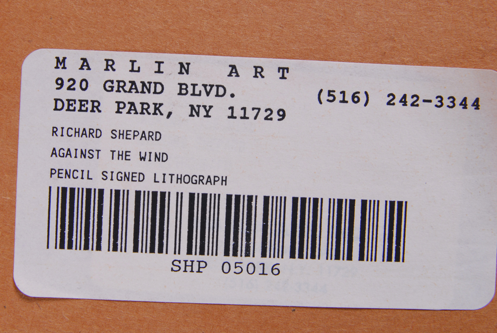 R. Shepard Signed Numbered "Against the Wind" Lithograph