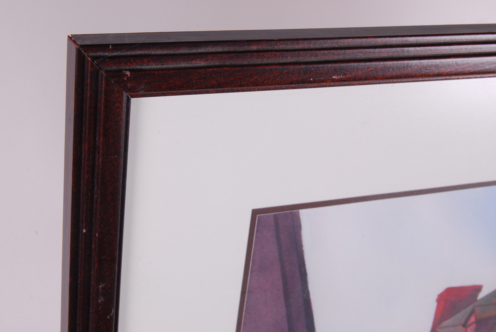 D. Baron Gouache Depicting Modern Couple on Colonial Street