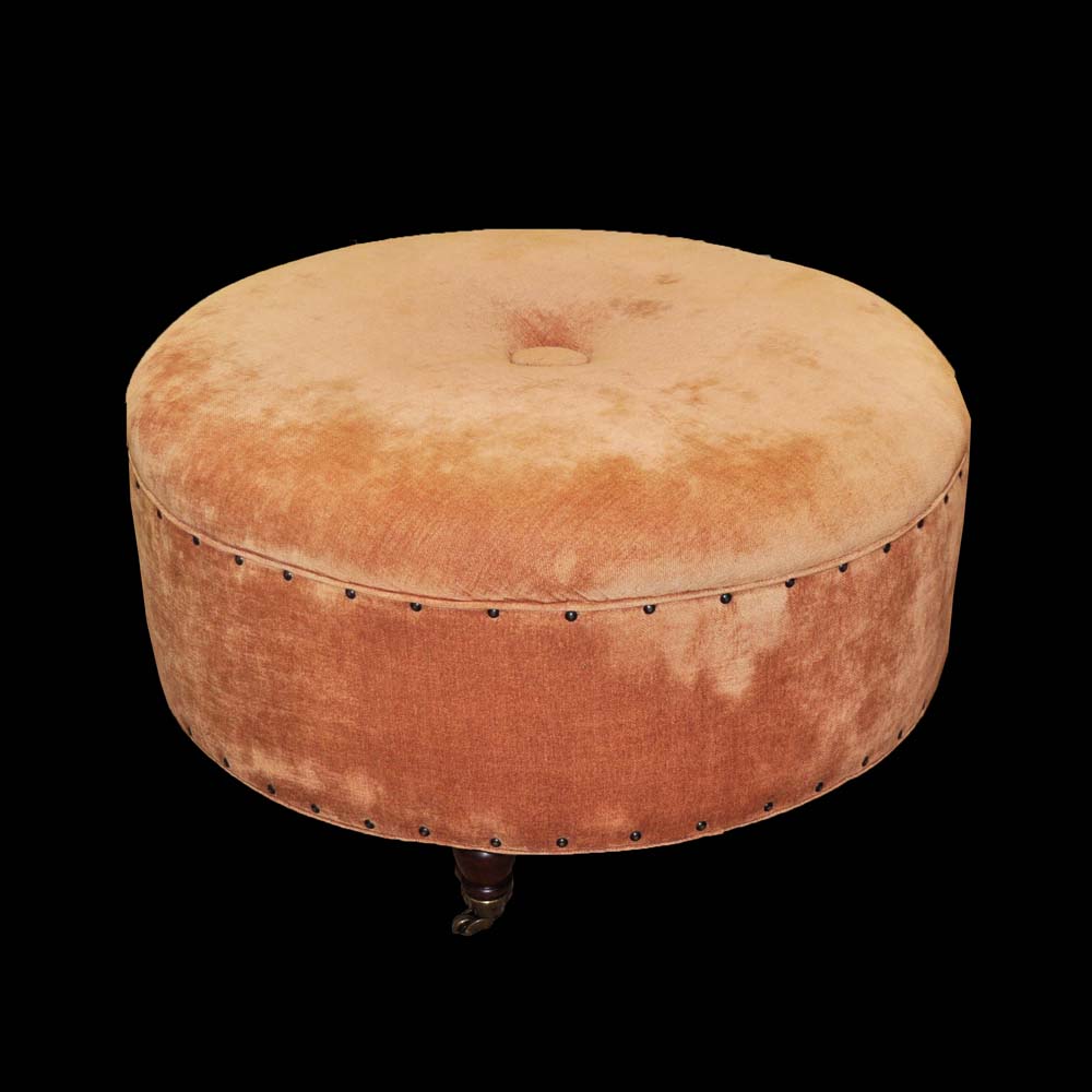 Large Velour Ottoman