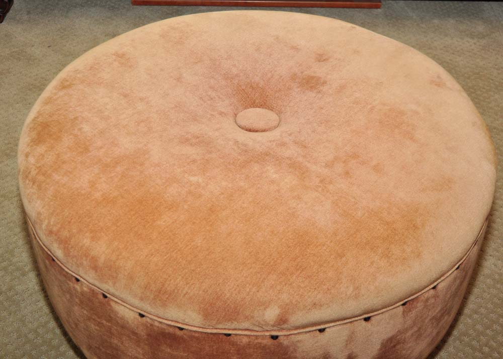 Large Velour Ottoman