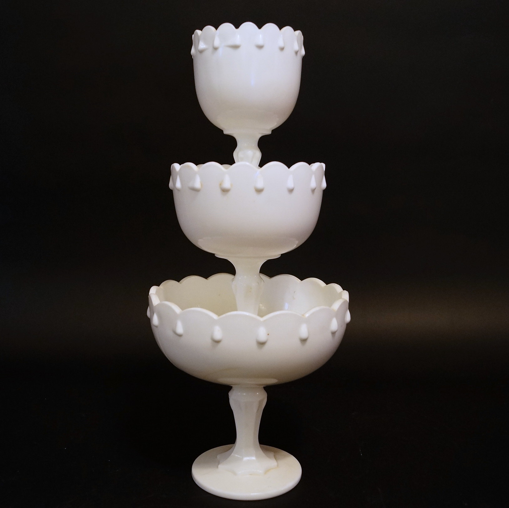 Three Tiered Milk Glass Candy Dish