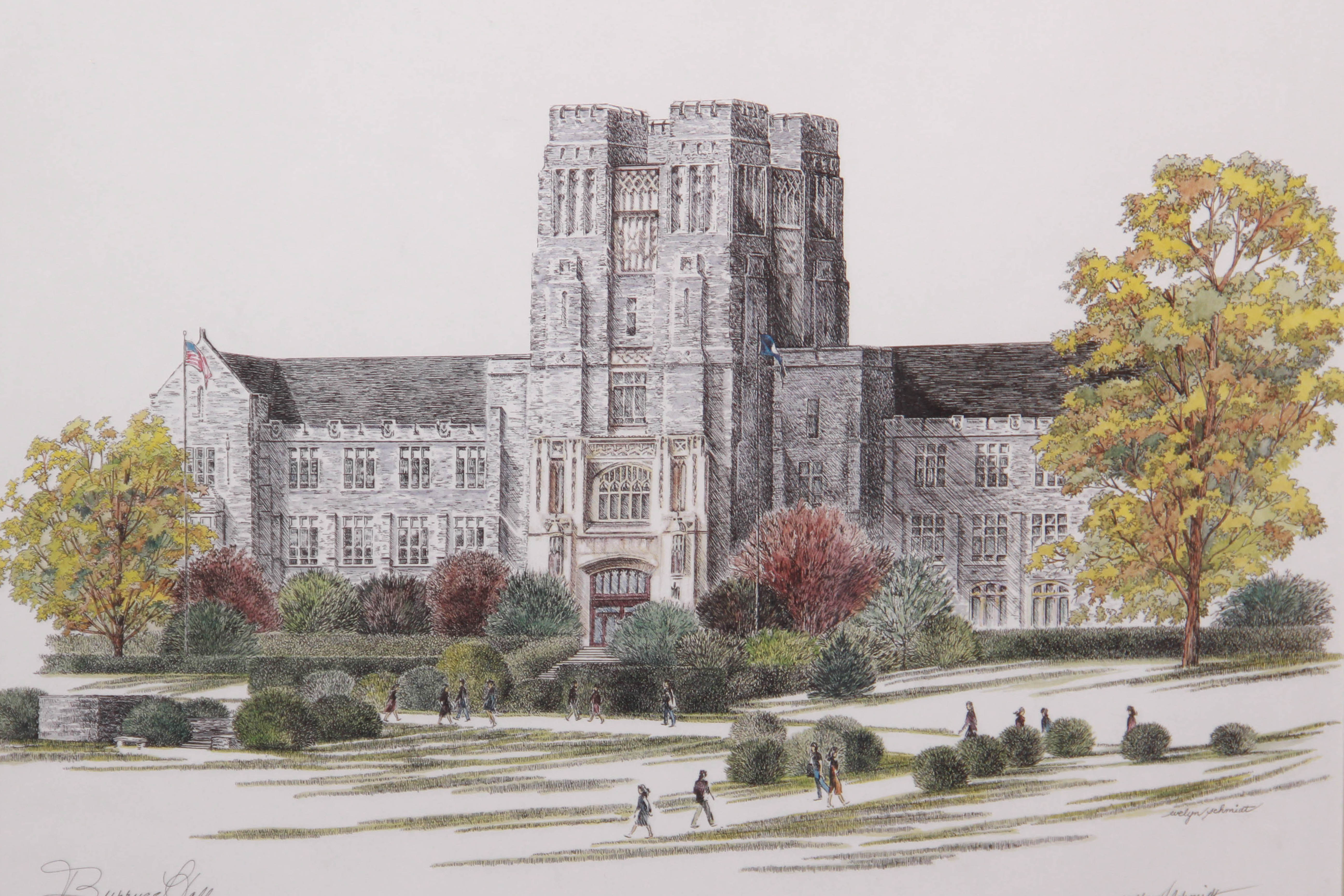 Limited Edition "Burruss Hall" Print by Evelyn Schmidt