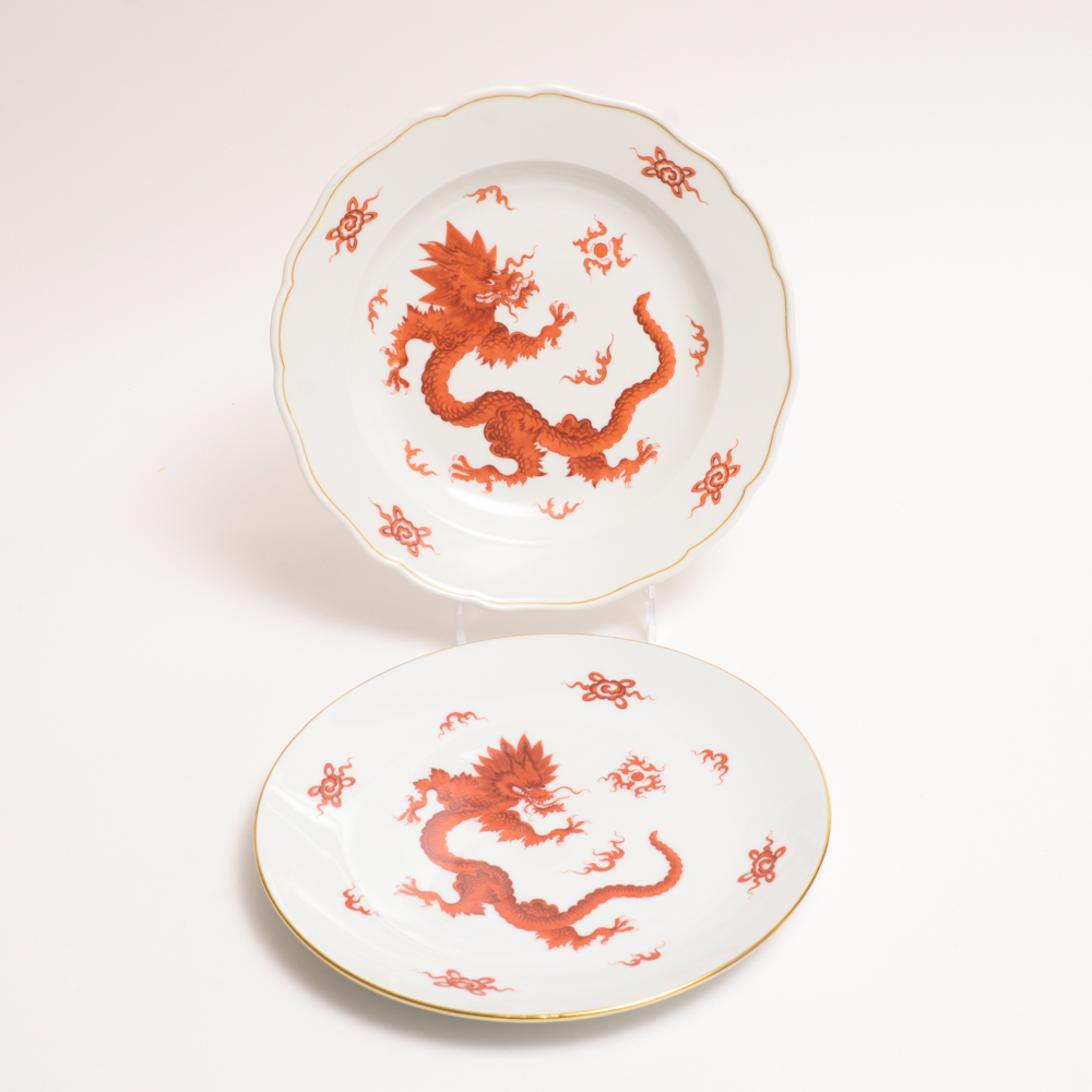 Meissen "Red Dragon" Porcelain Plates