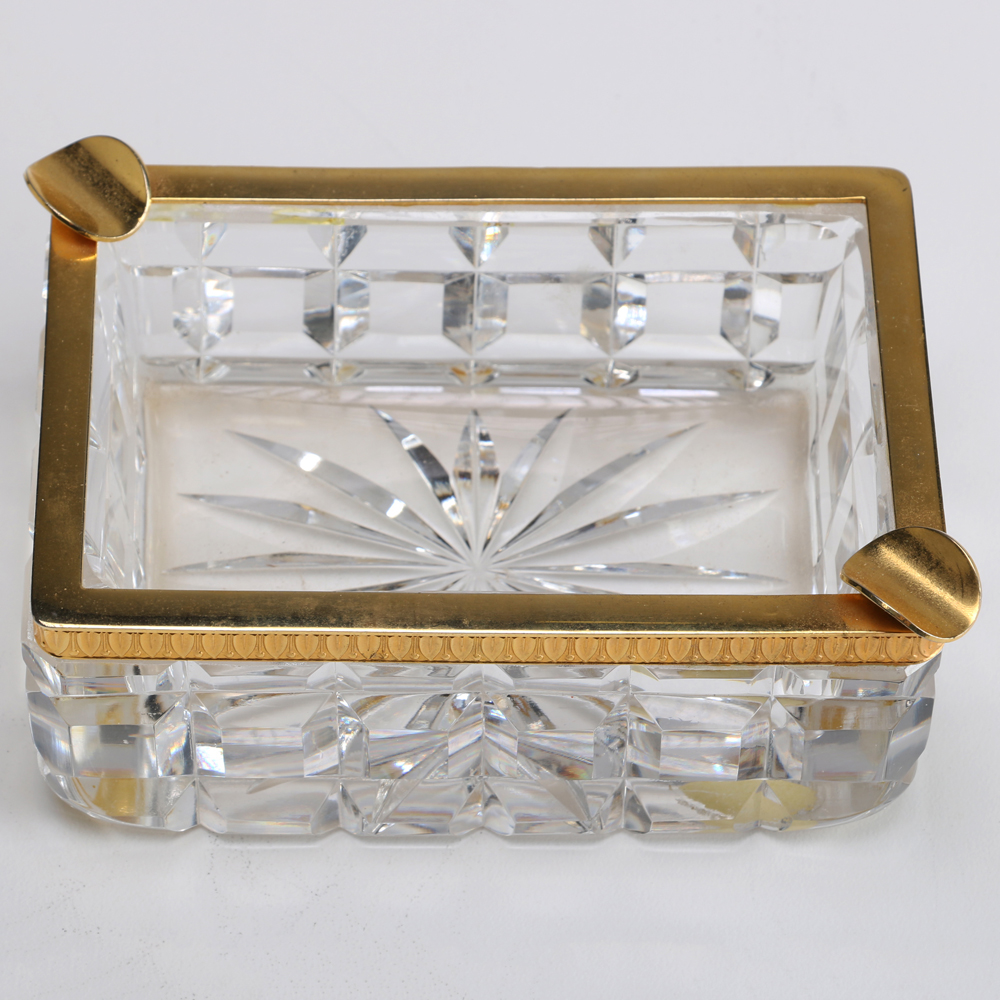 French Cut Glass Ash Receiver Set