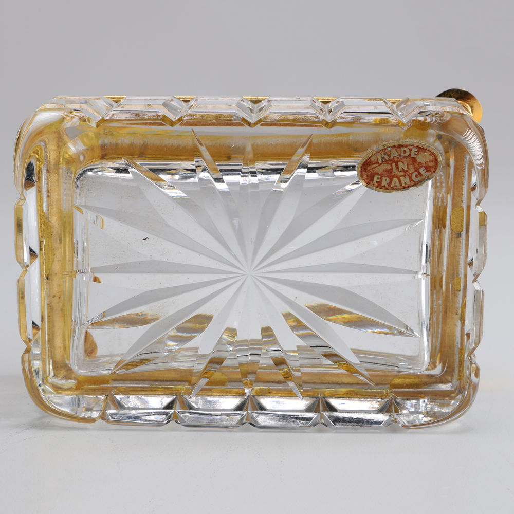 French Cut Glass Ash Receiver Set