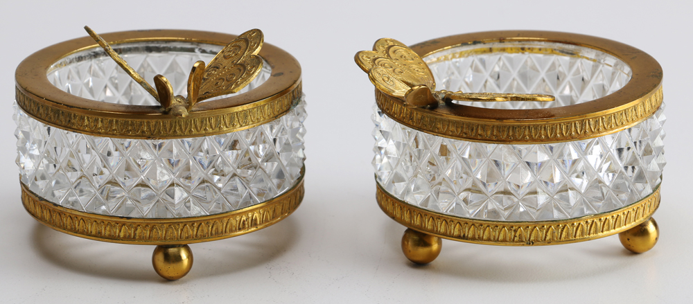 French Cut Glass Ash Receiver Set