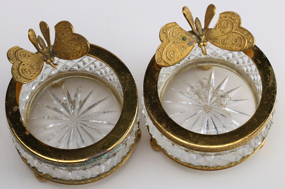 French Cut Glass Ash Receiver Set