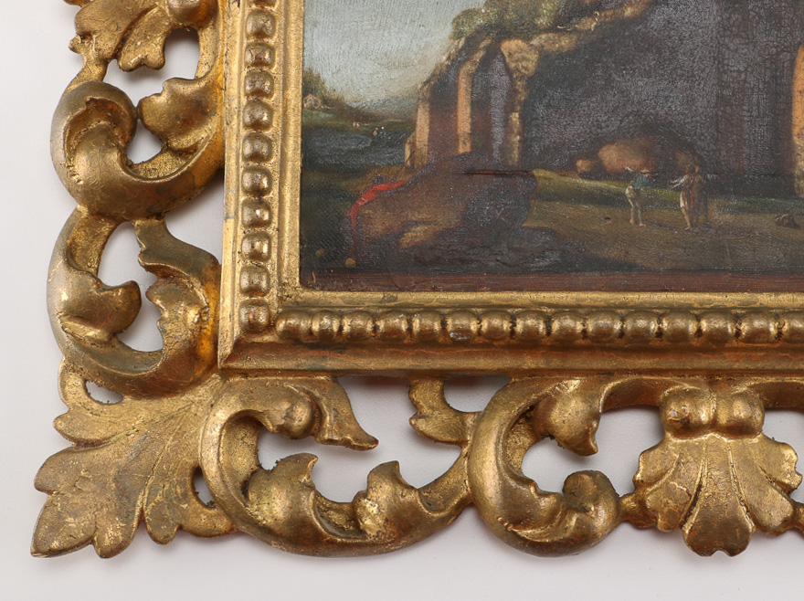 19th Century Italian Oil on Canvas Landscape with Figures