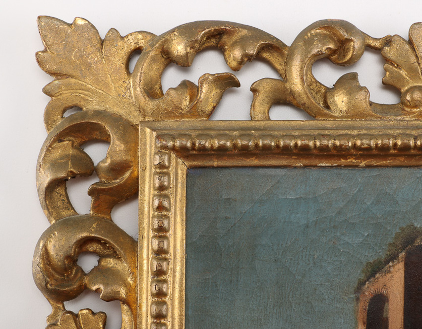 19th Century Italian Oil on Canvas Landscape with Figures