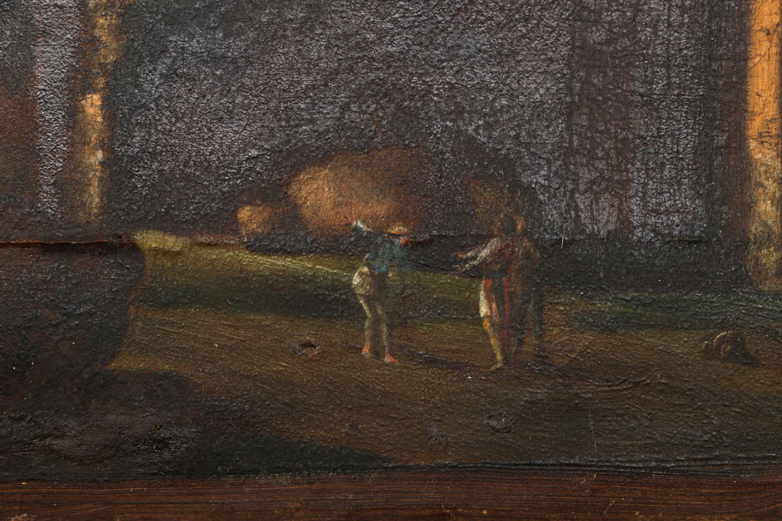 19th Century Italian Oil on Canvas Landscape with Figures