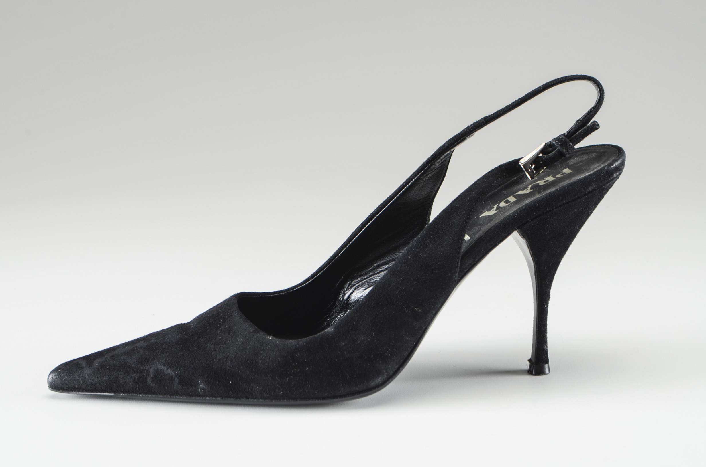 Prada Black Suede Sling Back Pumps