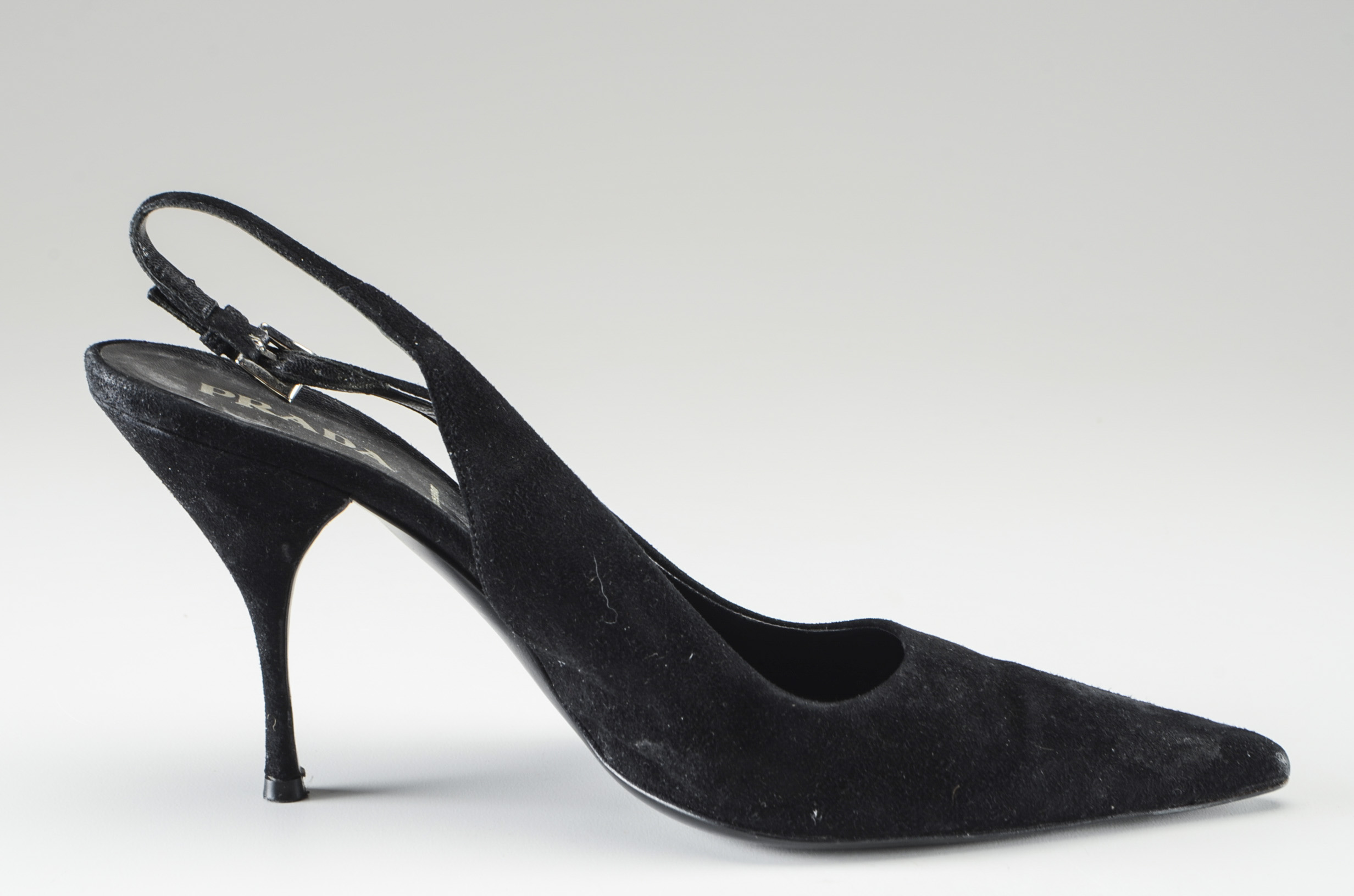Prada Black Suede Sling Back Pumps
