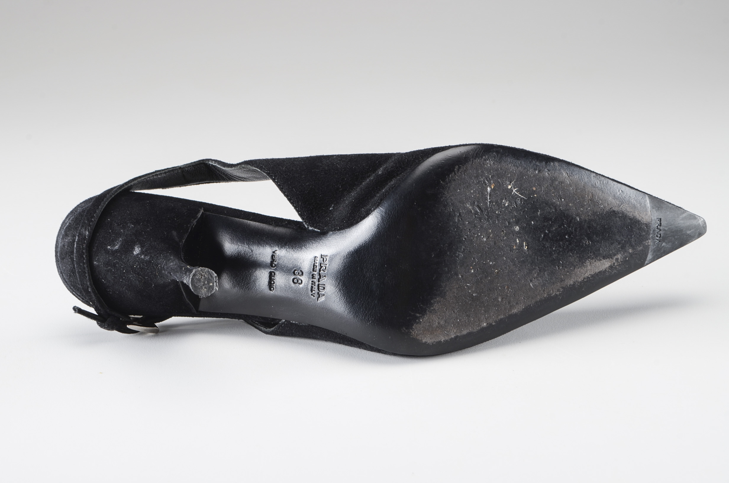 Prada Black Suede Sling Back Pumps