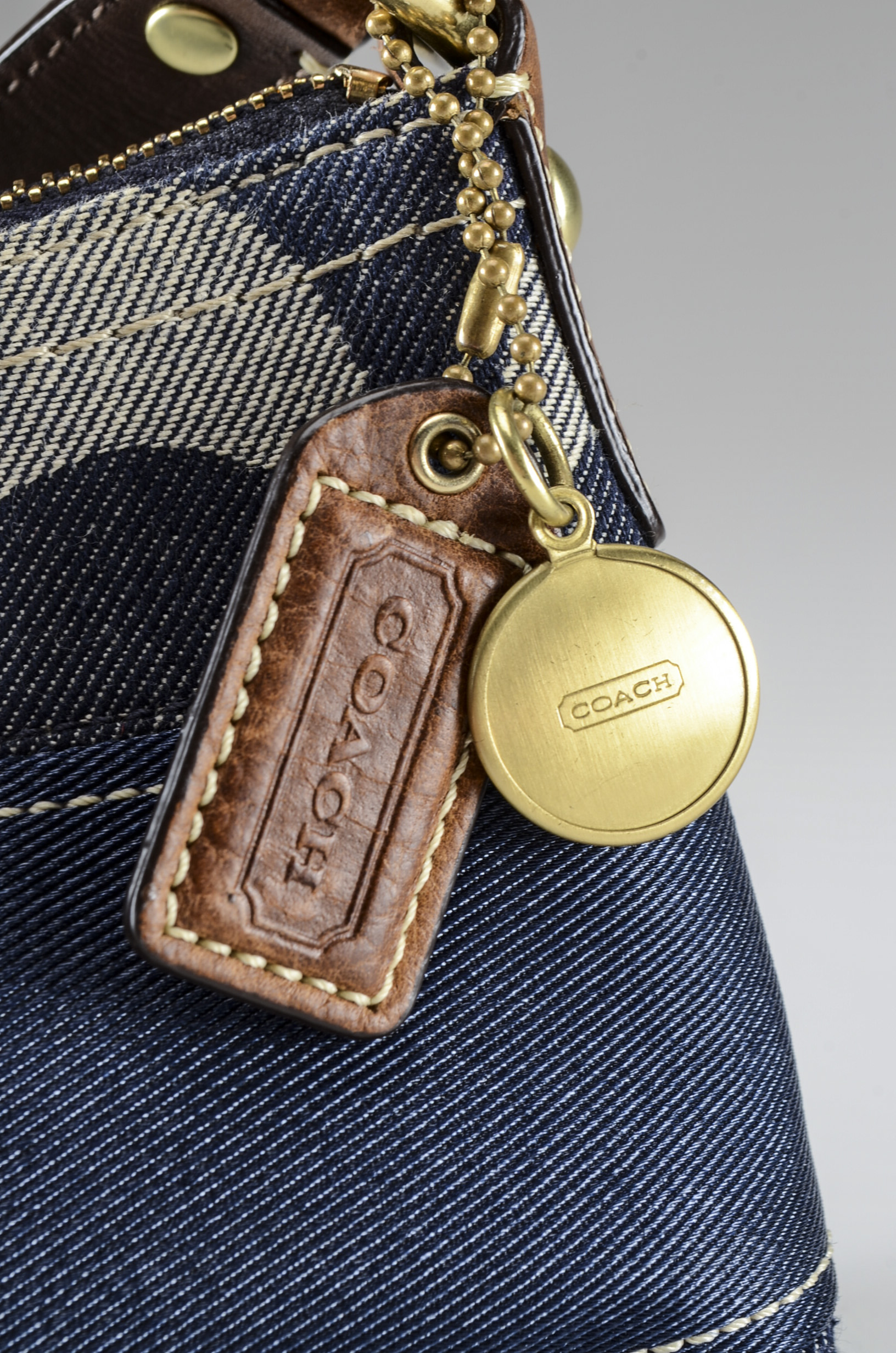 Coach Denim Signature Stripe Handbag