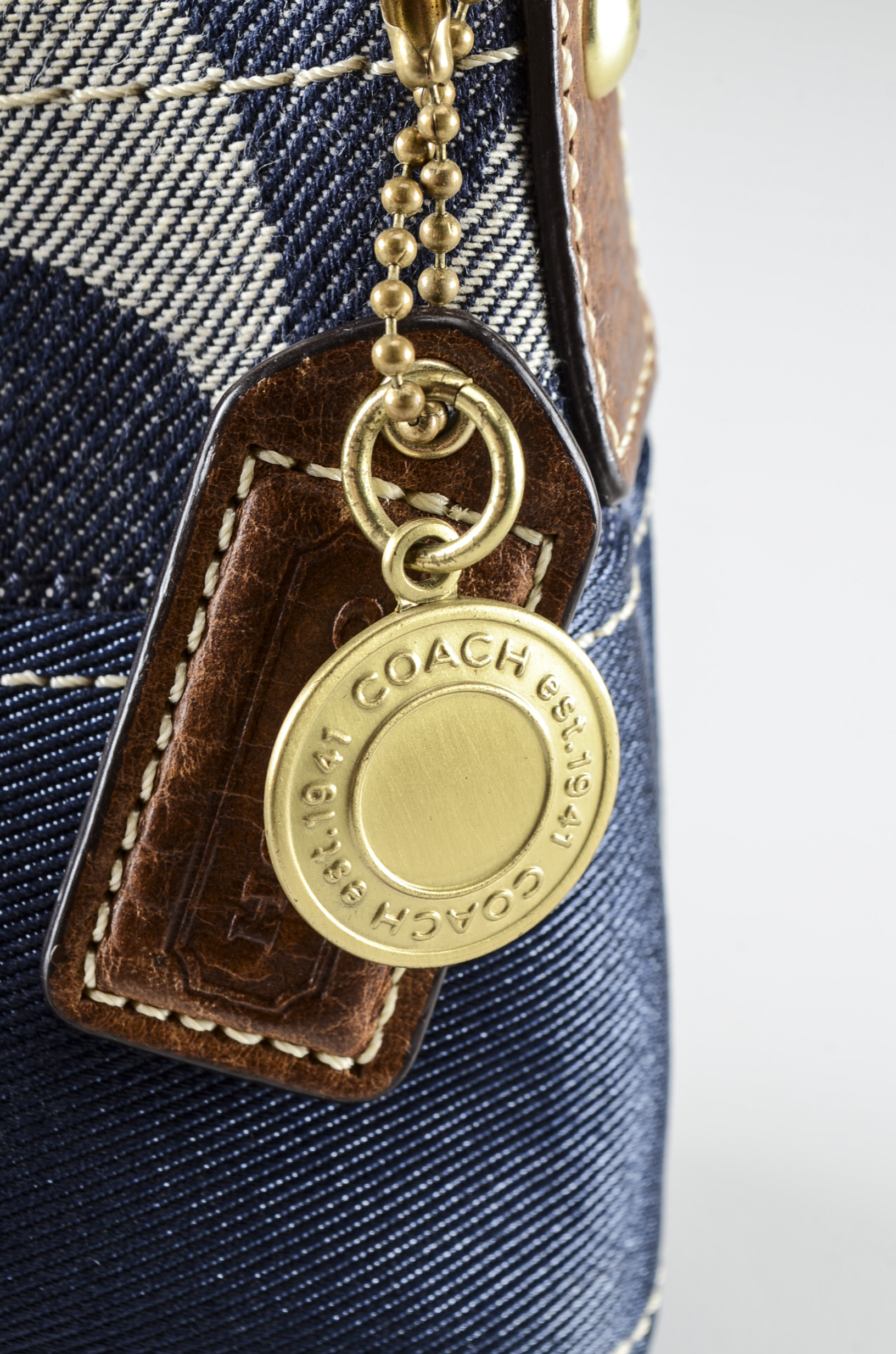 Coach Denim Signature Stripe Handbag