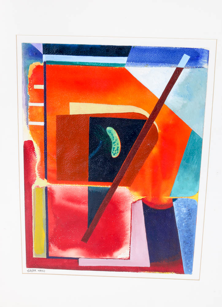 Doris Vlasek Hails Signed Original Acrylic on Paper Non-Objective Painting