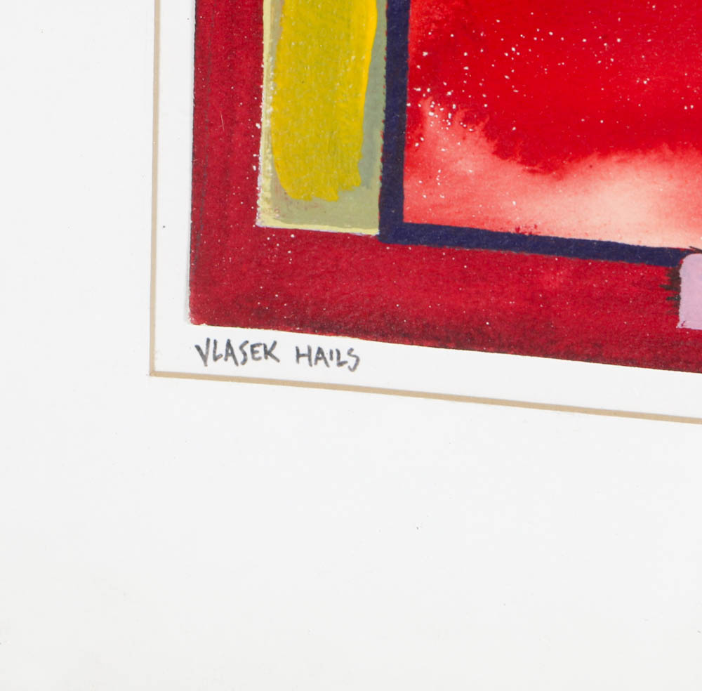 Doris Vlasek Hails Signed Original Acrylic on Paper Non-Objective Painting