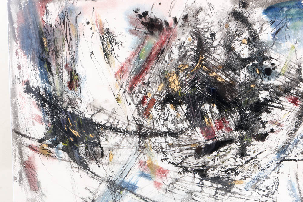 Robert G. Bradshaw 1959 Signed Original Mixed Media Abstract Painting