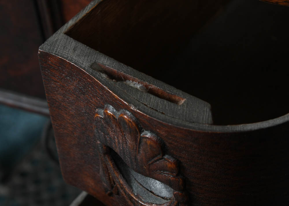 Antique White Family Treadle Sewing Machine in Oak Case