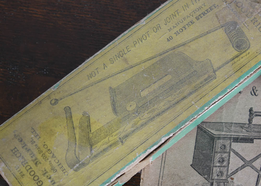 Antique White Family Treadle Sewing Machine in Oak Case