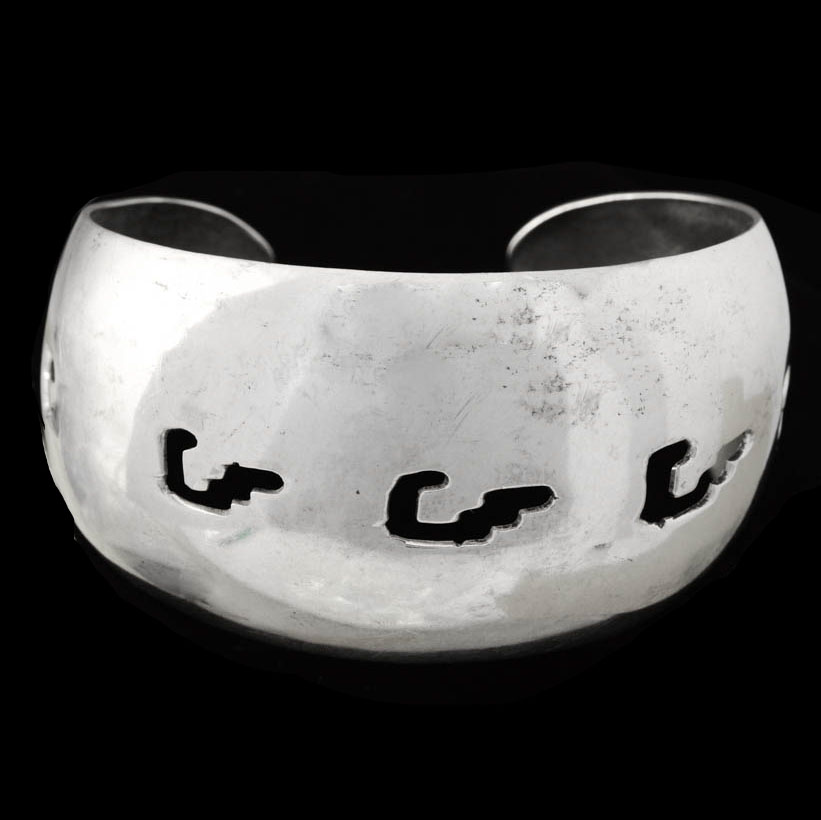 Vintage Mexican Sterling Silver Openwork Cuff