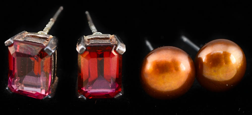 Six Pairs of Earrings, Including 14K Gold