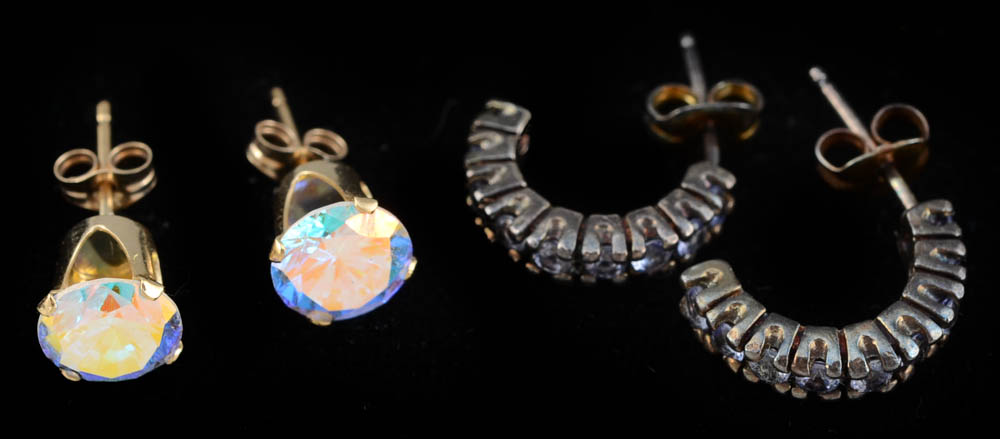 Six Pairs of Earrings, Including 14K Gold