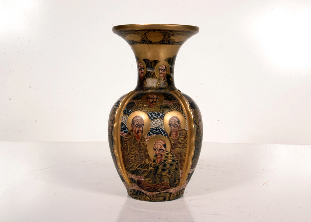 Signed "1000 Faces" Satsuma Vase