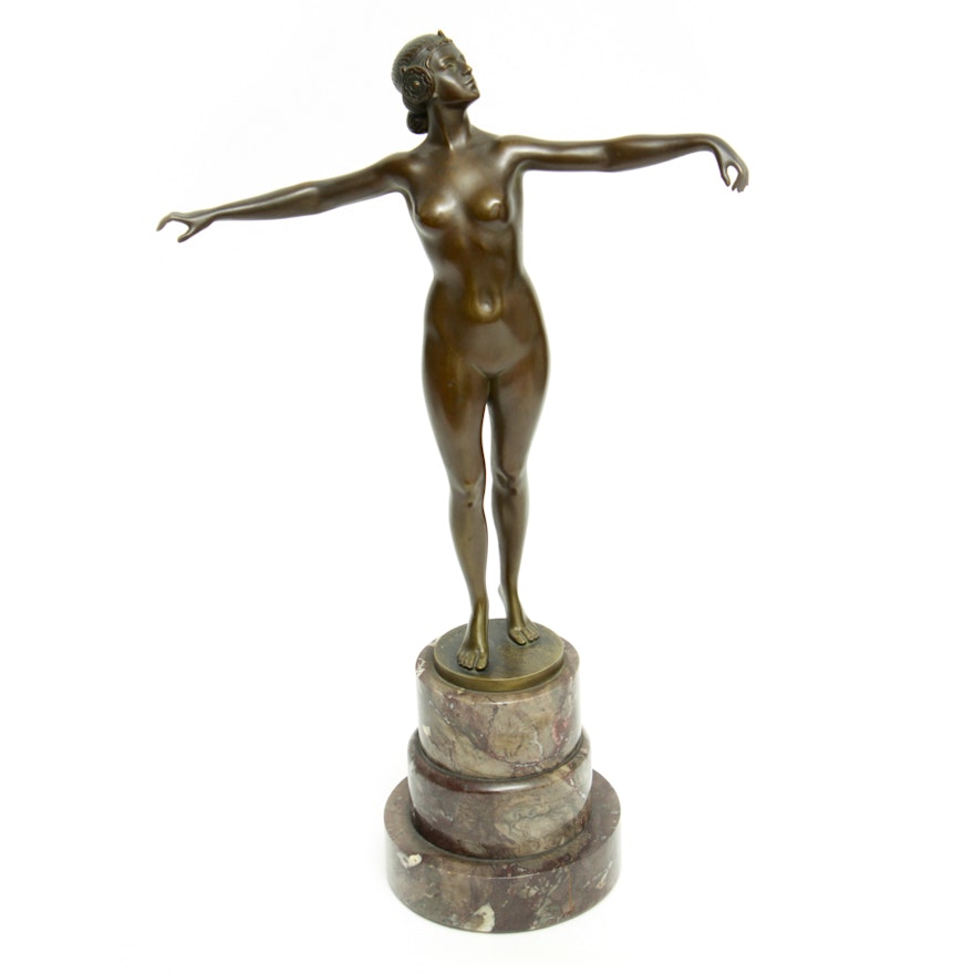 Schmidt-Hofer Bronze Figure of a Nude Woman