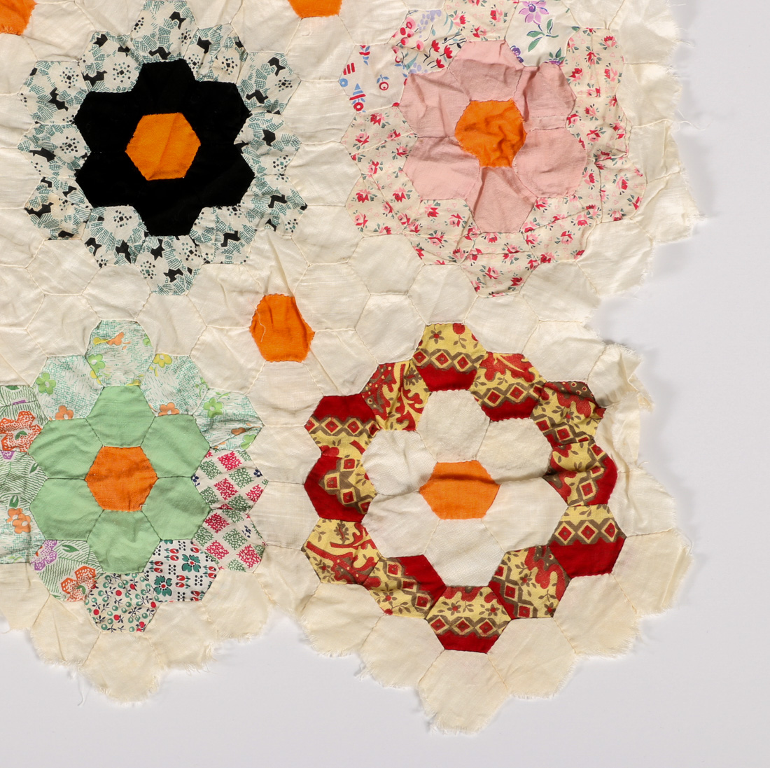 Handstitched "Grandmother's Flower Garden" Quilt Top