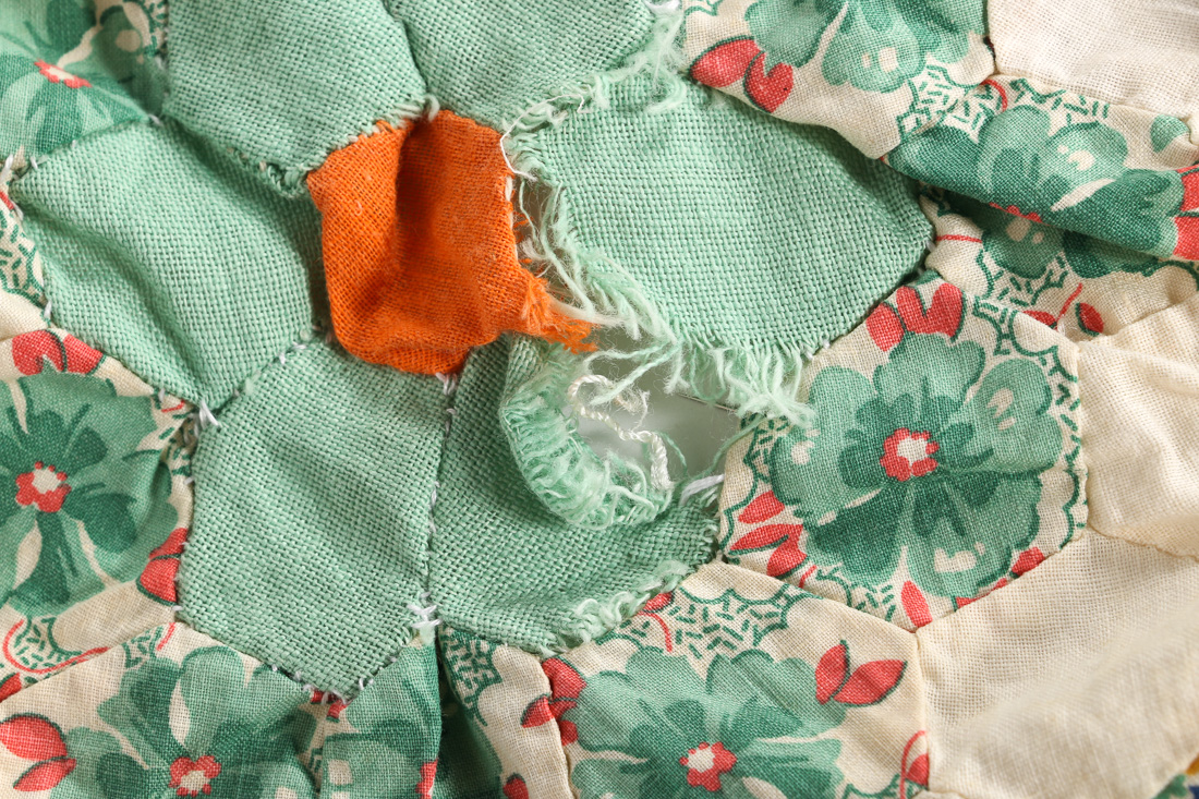 Handstitched "Grandmother's Flower Garden" Quilt Top