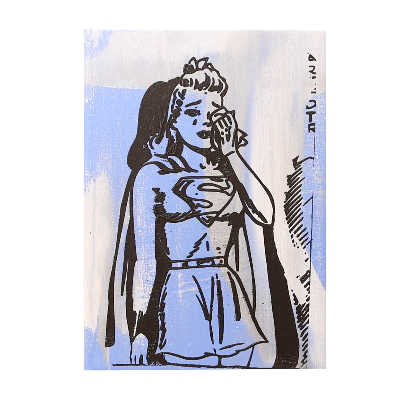 Andrew VanSickle "Silver Streak Weeping Supergirl" Signed Silkscreen on Canvas