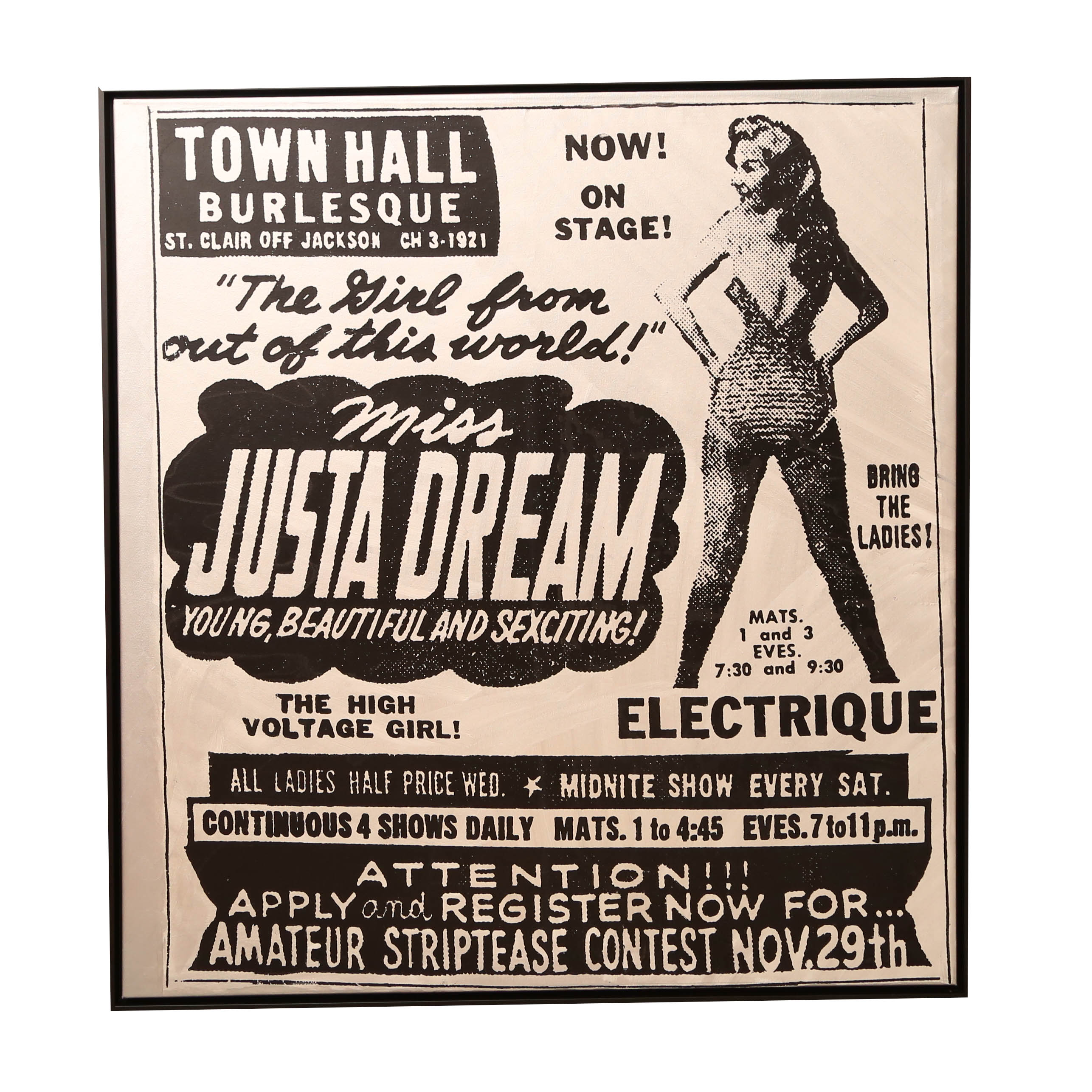 Andrew VanSickle "Miss Justa Dream Burlesque Silver Factory Version" on Silkscreen